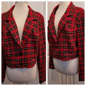 New Social Collision Jacket School girl Red Plaid Tartan Jacket Blazer Goth XL